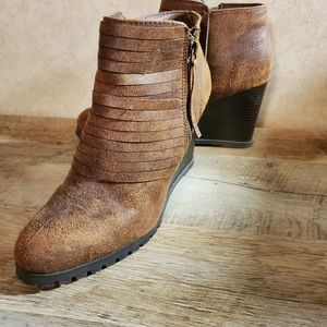 Distressed Wedge Bootie